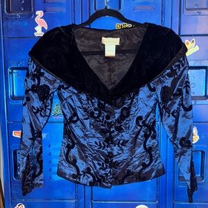 Vintage Scott McClintock Blue and Black Velvet Evening Jacket